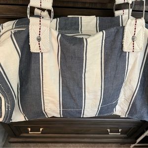 Hollister Weekend duffel bag in denim blue and off-white